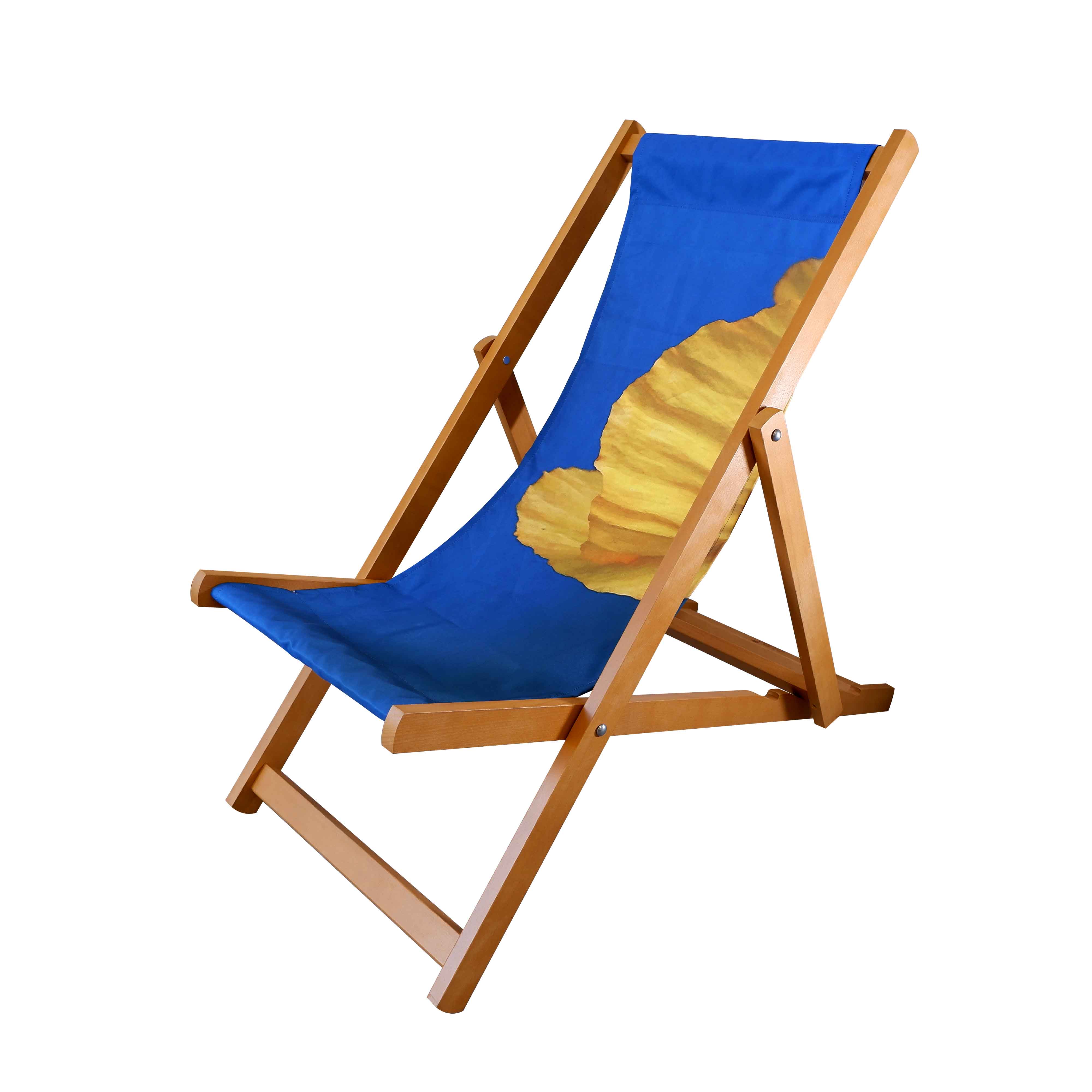 Hardwood Deckchair - Mexican-Poppy Left