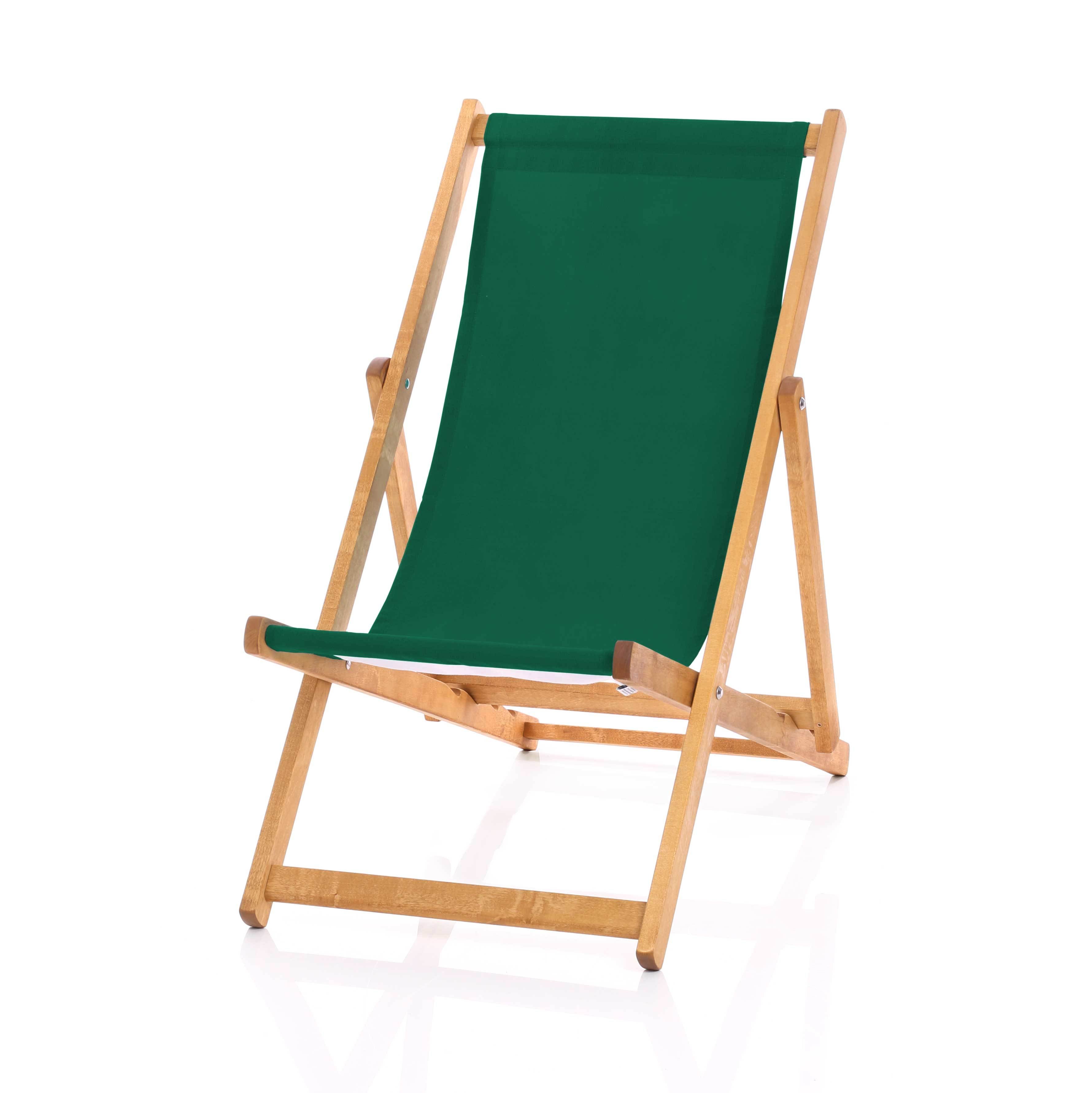 Hardwood Deckchair - Plain Green