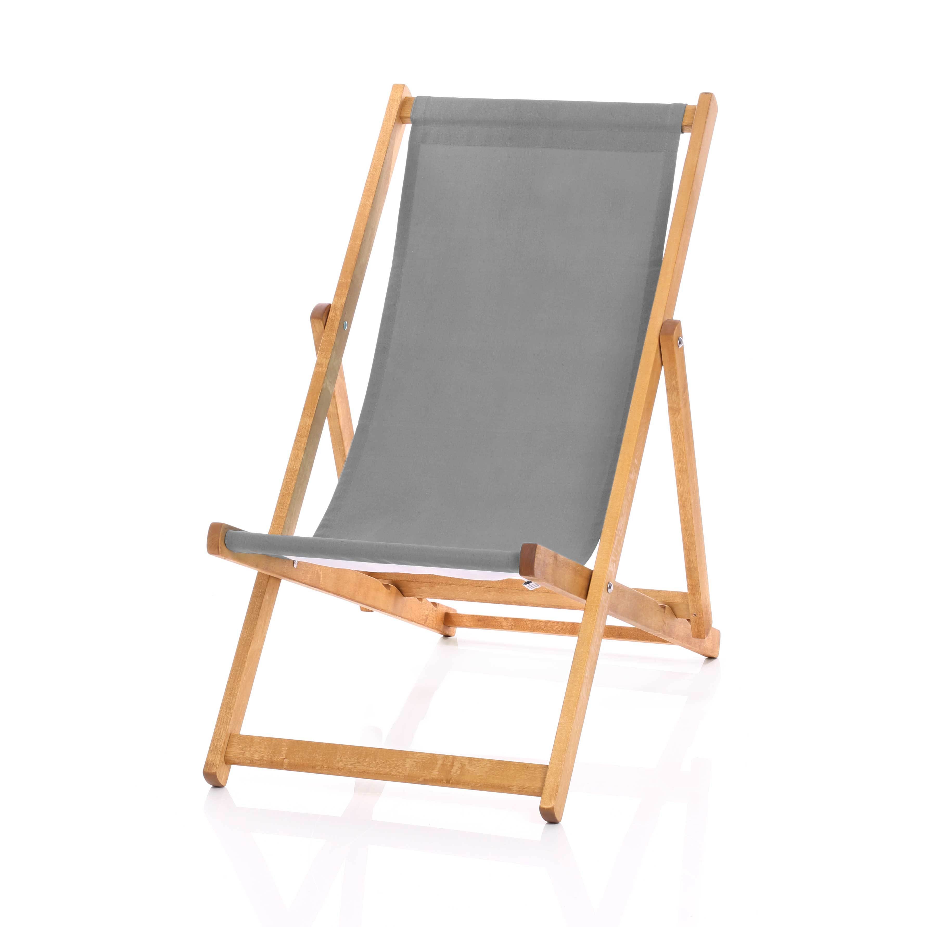 Hardwood Deckchair - Plain Grey