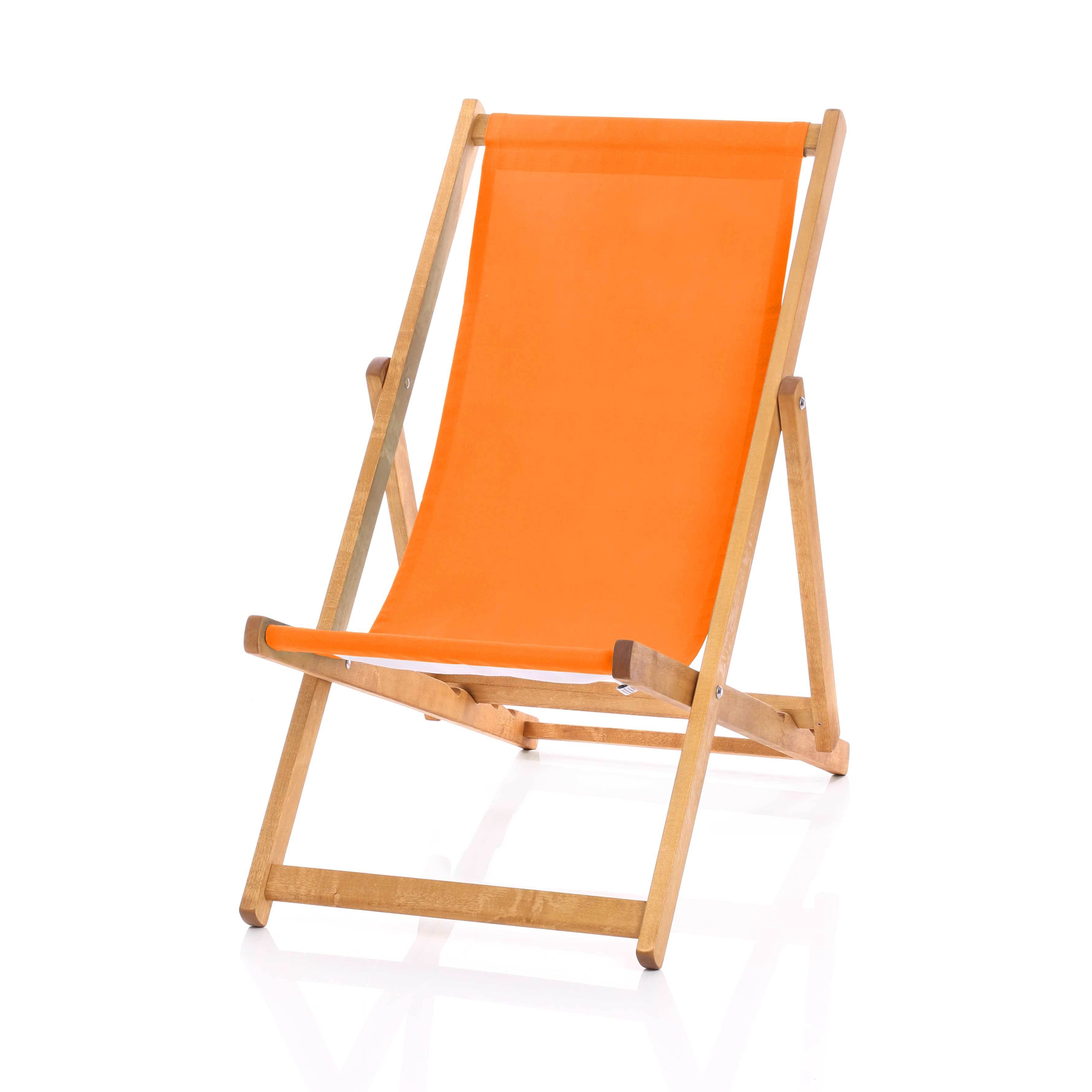 Hardwood Deckchair - Plain Orange
