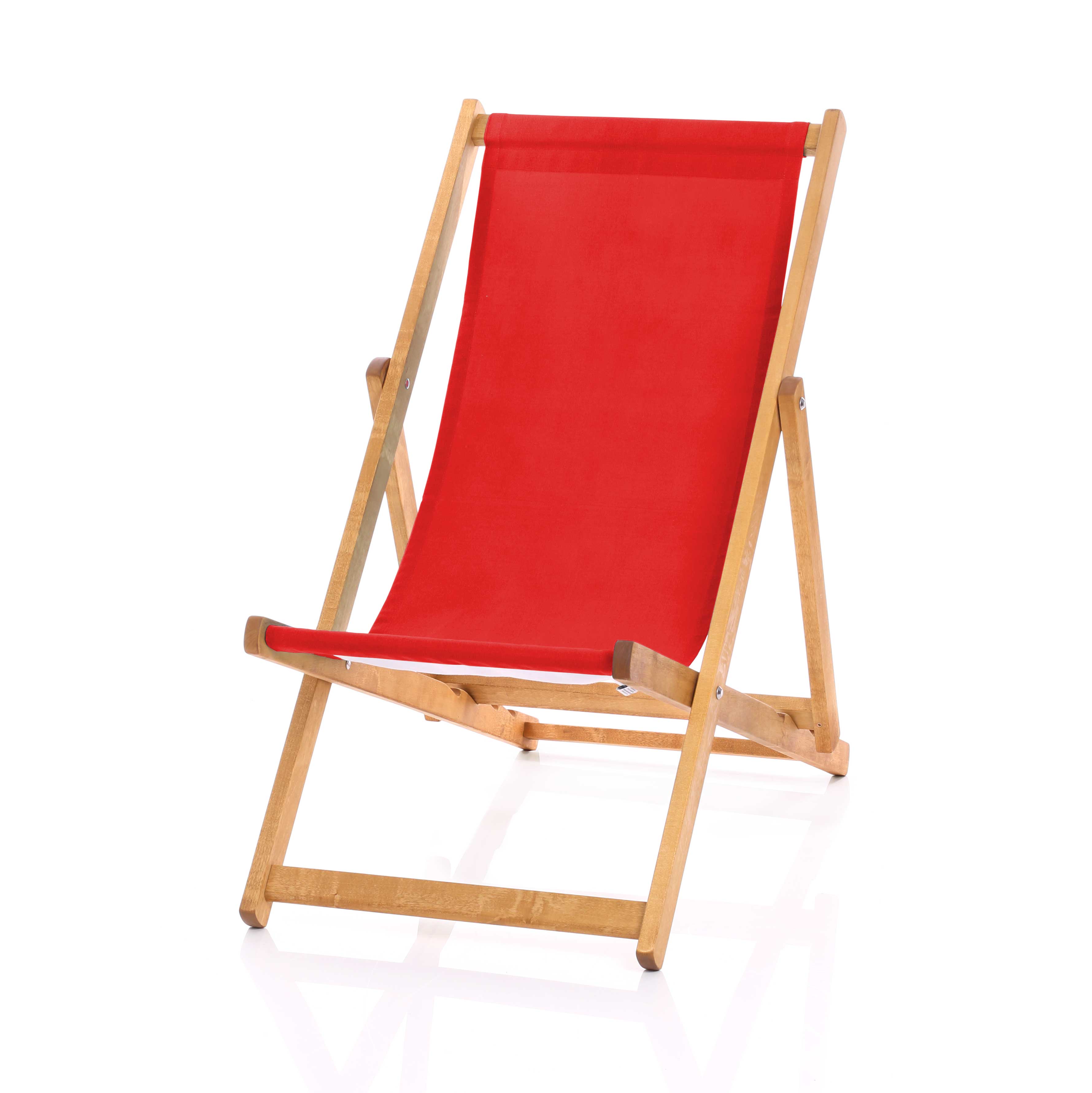 Hardwood Deckchair - Plain Red