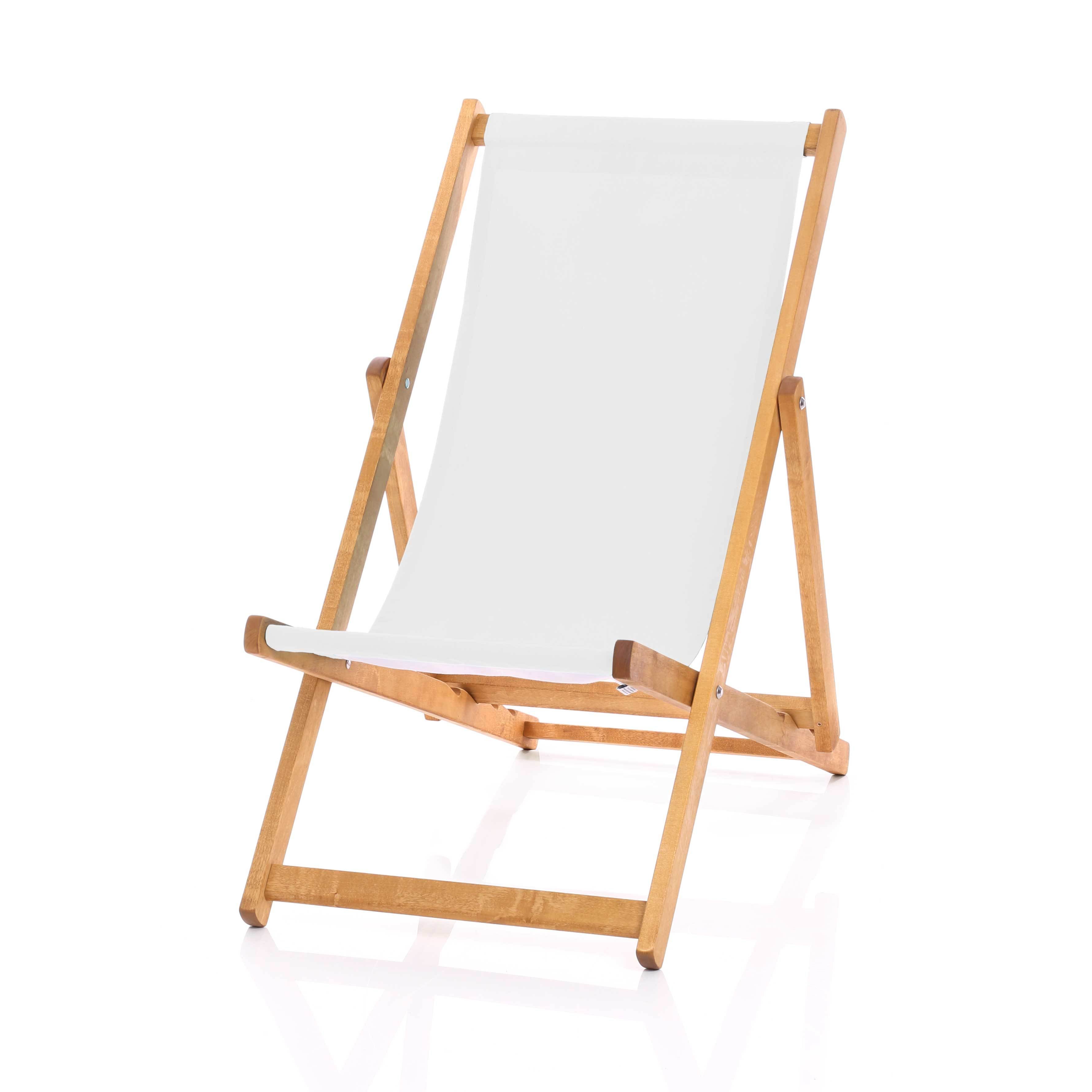 Hardwood Deckchair - Plain White