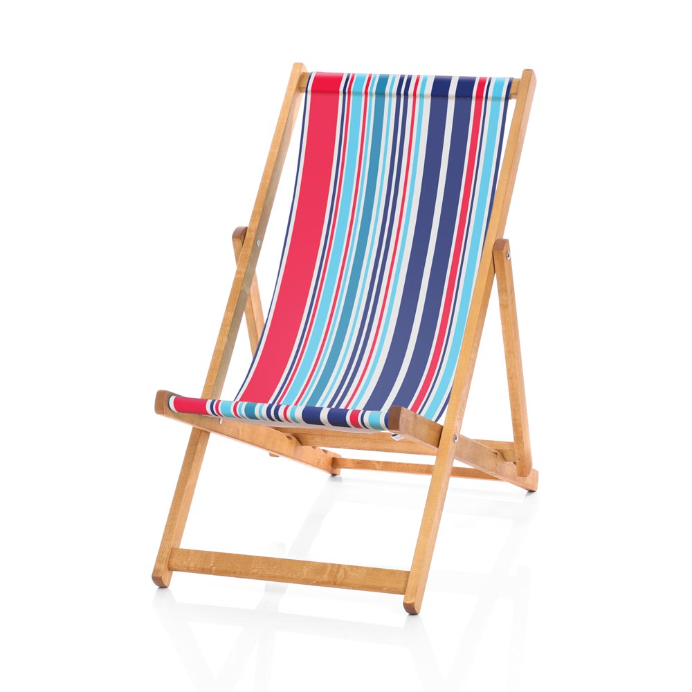 Hardwood Deckchair - Striped Mediterranean