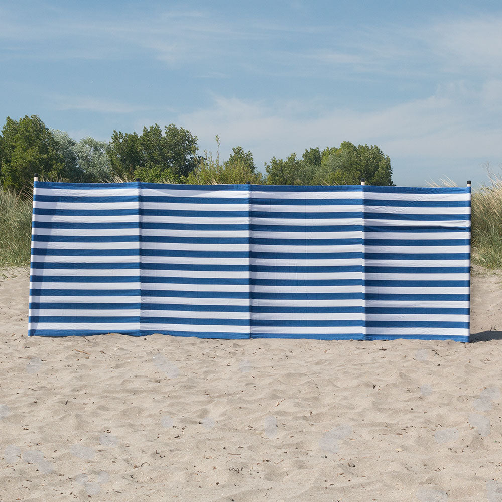 Cotton Canvas Windbreak - Striped Royal Blue and White Stripe