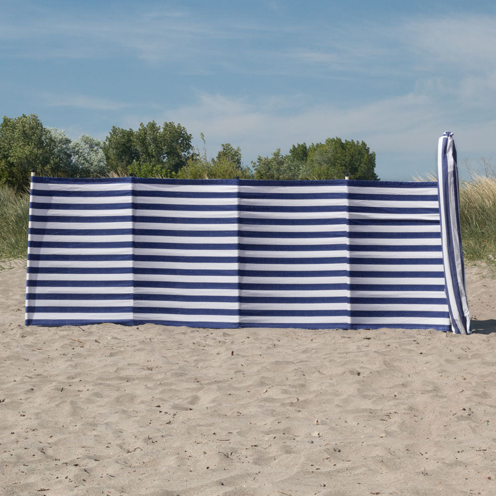 Cotton Canvas Windbreak - Striped Navy Blue and White Stripe