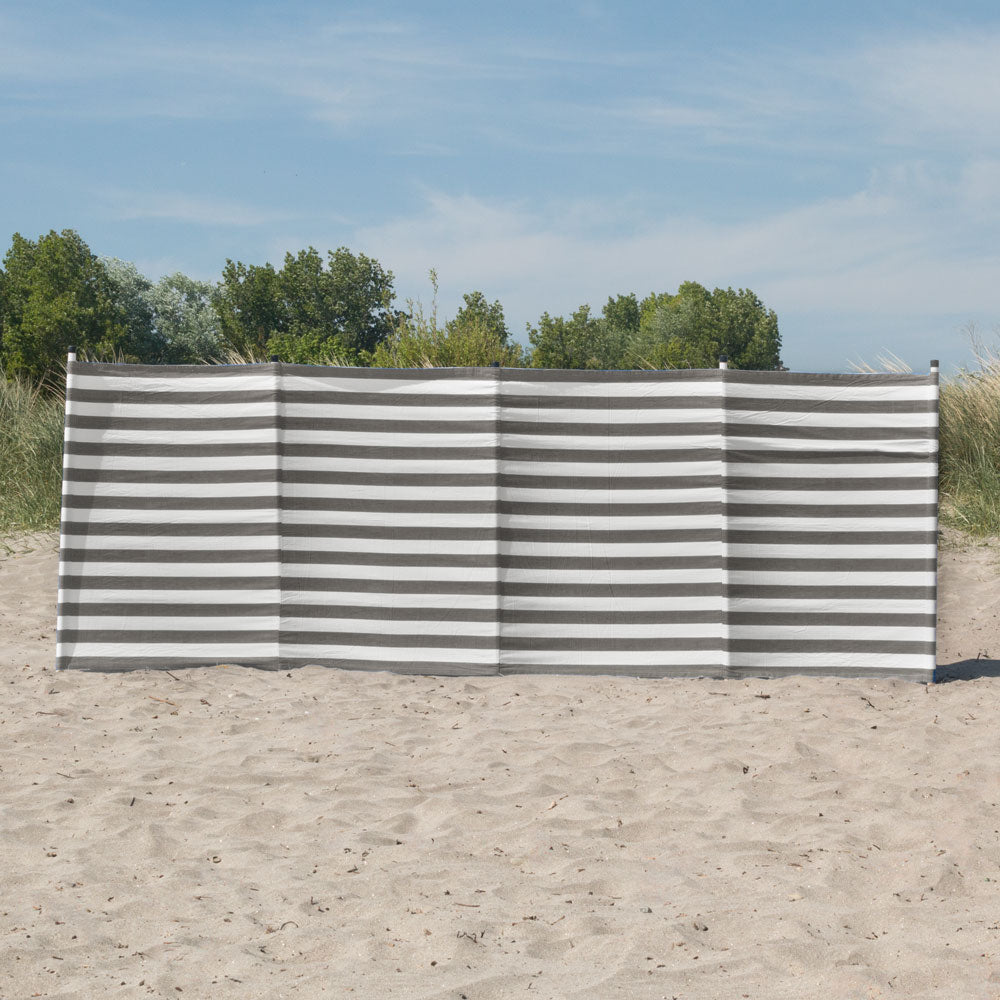 Cotton Canvas Windbreak - Striped Grey and White Stripe