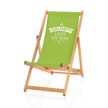 Grumpy Lady Sits Here Deckchair lime green
