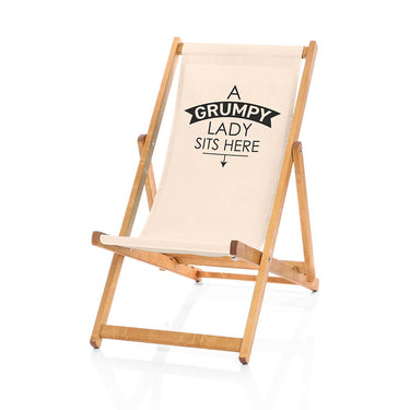 Grumpy Lady Sits Here Deckchair natural