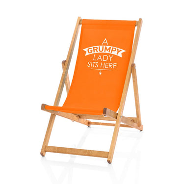 Grumpy Lady Sits Here Deckchair orange