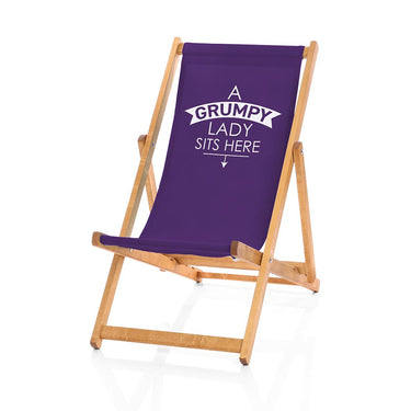 Grumpy Lady Sits Here Deckchair purple
