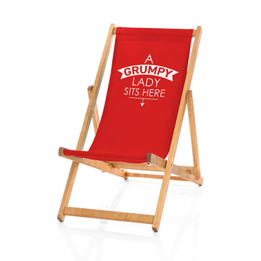 Grumpy Lady Sits Here Deckchair red