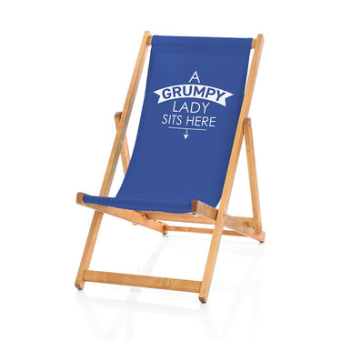 Grumpy Lady Sits Here Deckchair blue