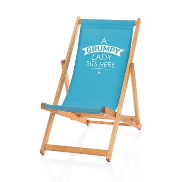 Grumpy Lady Sits Here Deckchair turquoise