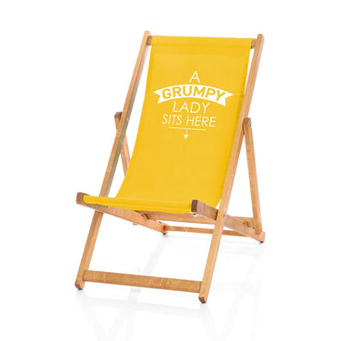 Grumpy Lady Sits Here Deckchair yellow