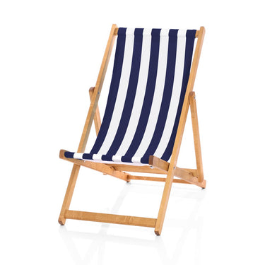 Hardwood Deckchair - Navy Blue Nautical Striped