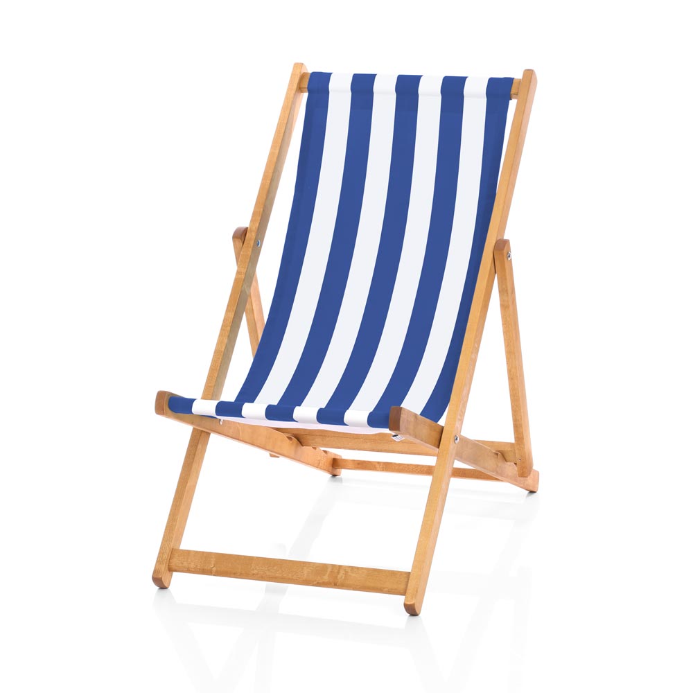 Hardwood Deckchair - Royal Blue Nautical Striped