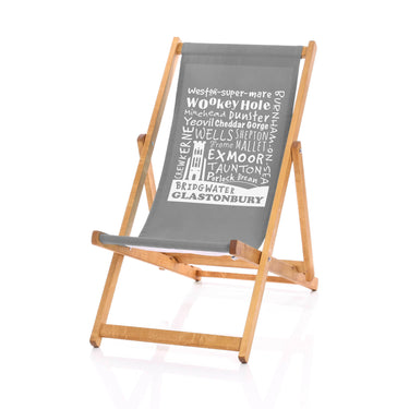 Grey deckchair Somerset placenames