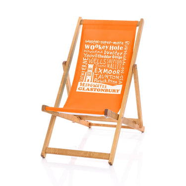 Orange deckchair Somerset placenames