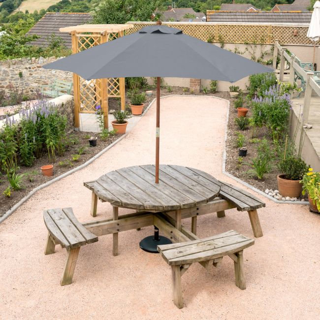 2 Metre Hardwood Parasol Hexagonal