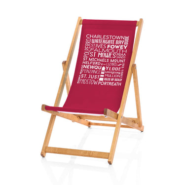 Hardwood deckchair in claret red