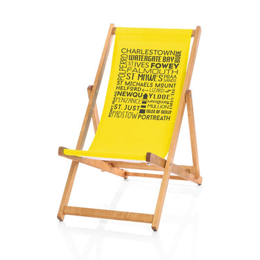 Hardwood deckchair in lemon yellow