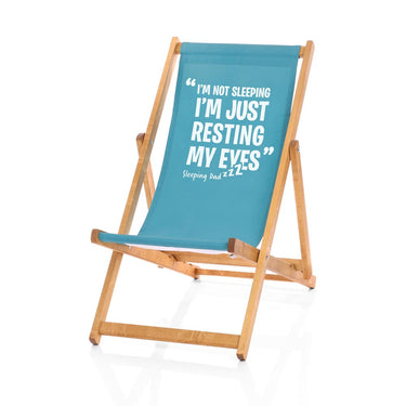 Funny deckchair resting my eyes turquoise
