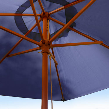 Blue 2.5m Hardwood Parasol Hexagonal