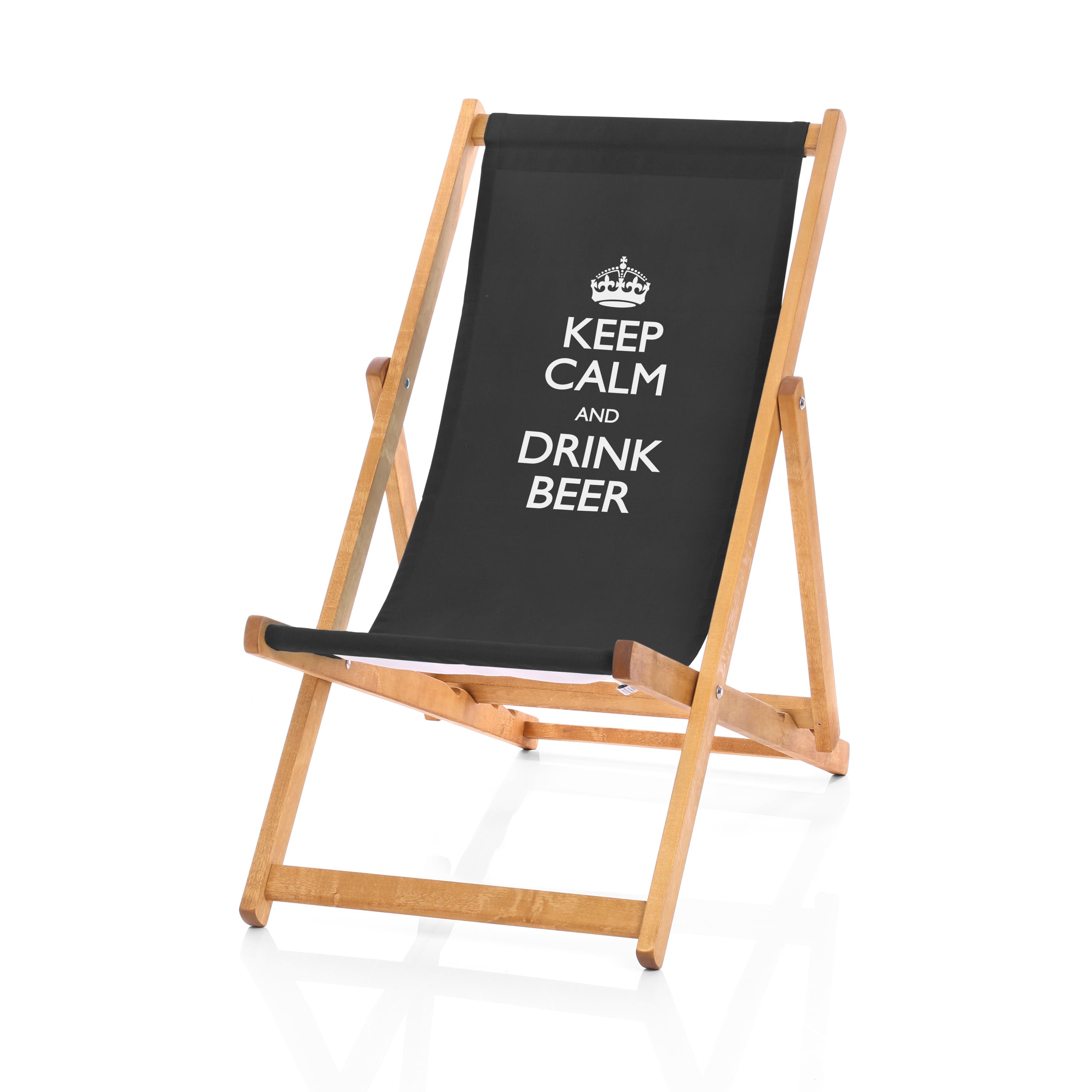 Hardwood Deckchairs - Keep Calm and Drink Beer