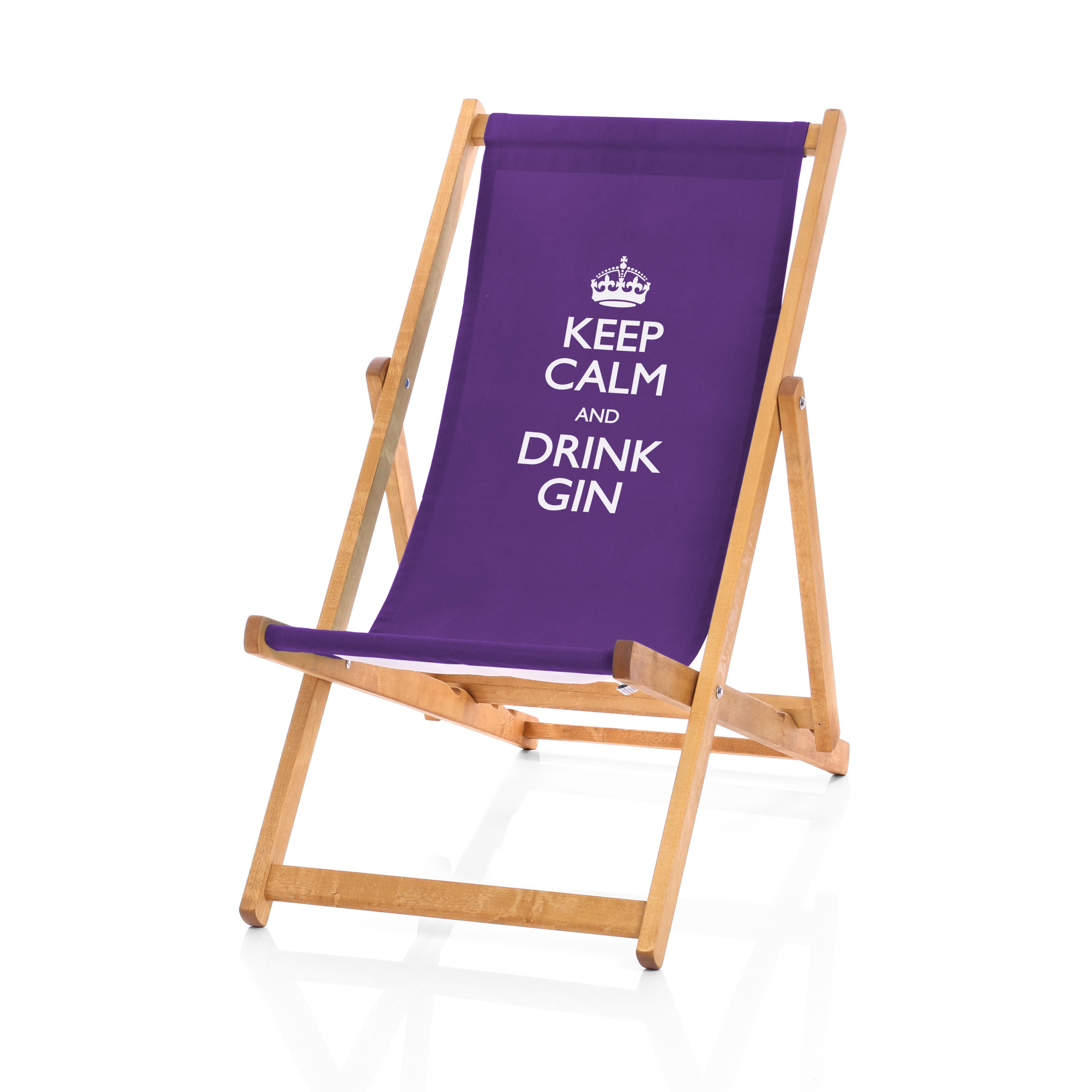 Hardwood Deckchairs - Keep Calm and Drink Gin