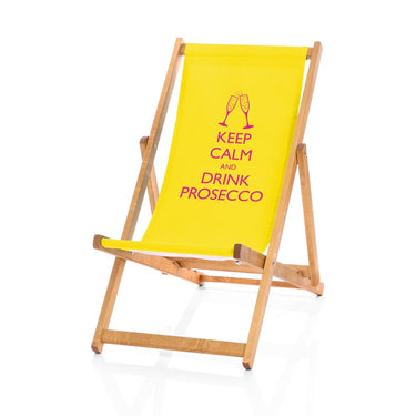 Keep calm drink Prosecco deckchair yellow