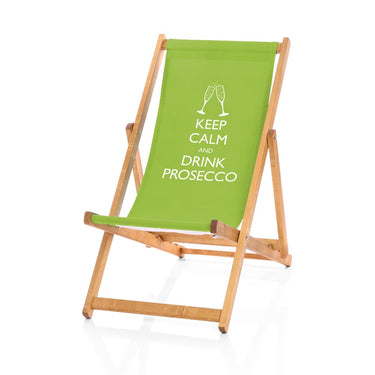 Keep calm drink Prosecco deckchair lime green