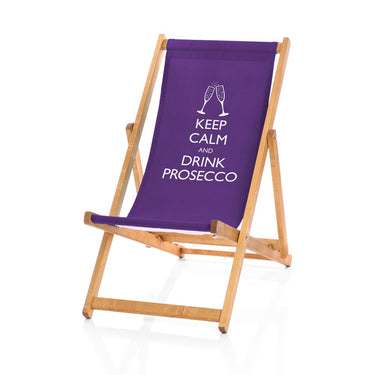 Keep calm drink Prosecco deckchair purple