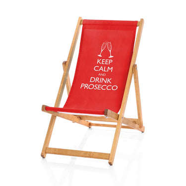 Keep calm drink Prosecco deckchair red
