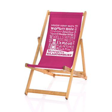 Pink deckchair Somerset place names