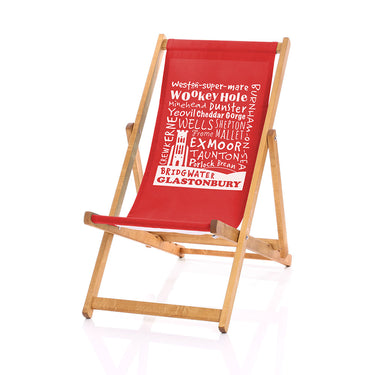 Red deckchair Somerset placenames